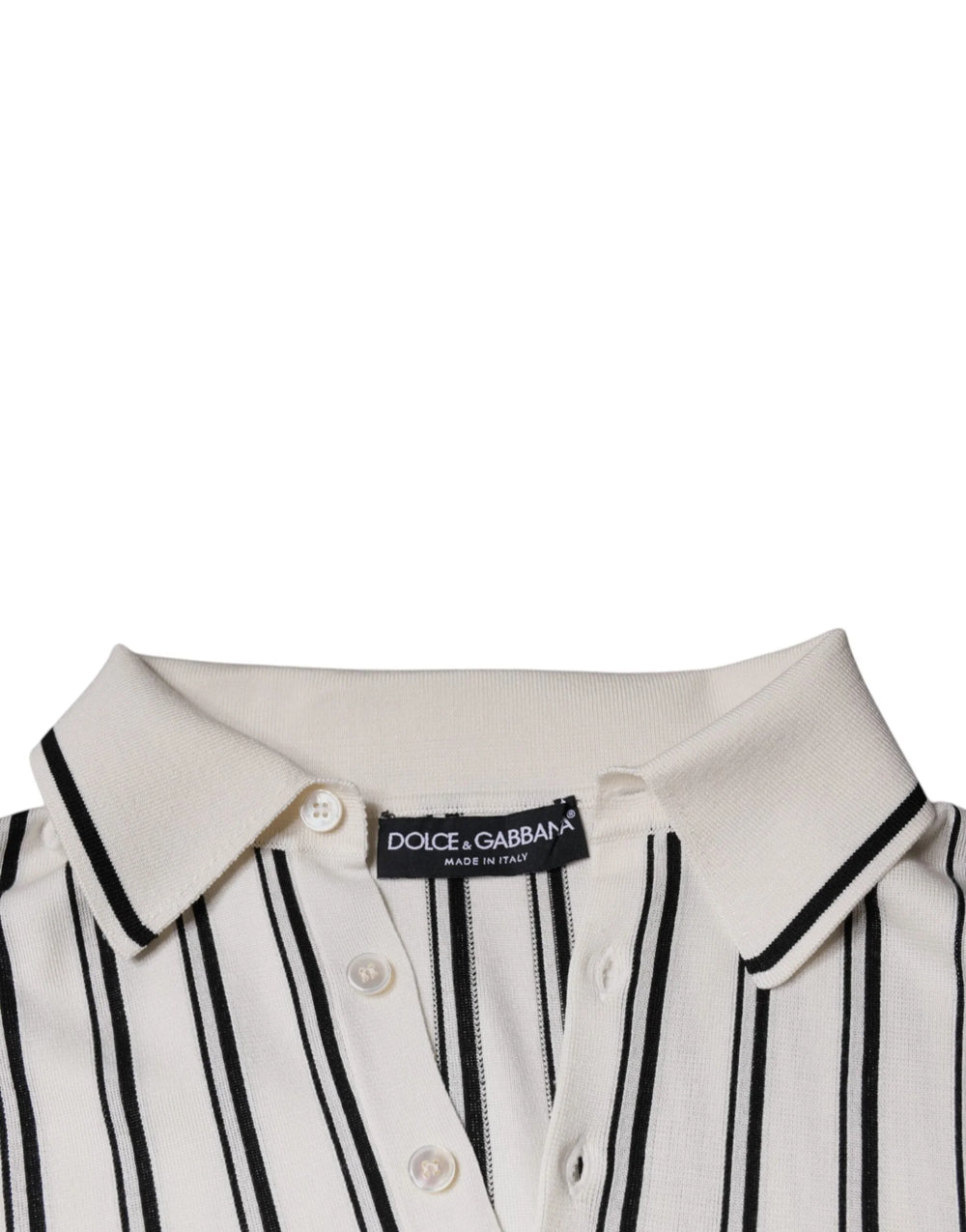 Dolce & Gabbana White Black Stripe Polo Short Sleeve T-shirt - IT44 | XS - Polos