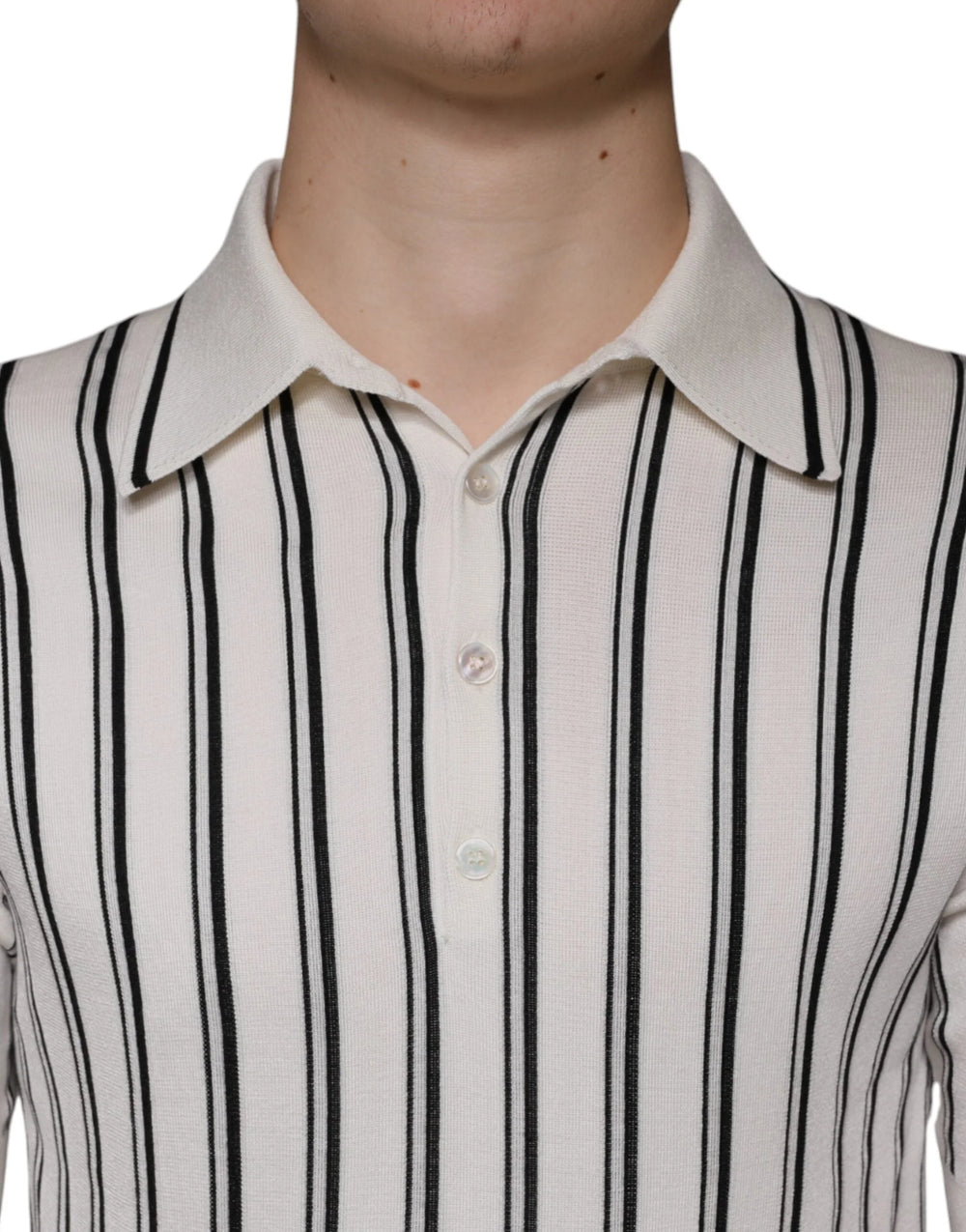 Dolce & Gabbana White Black Stripe Polo Short Sleeve T-shirt - IT44 | XS - Polos