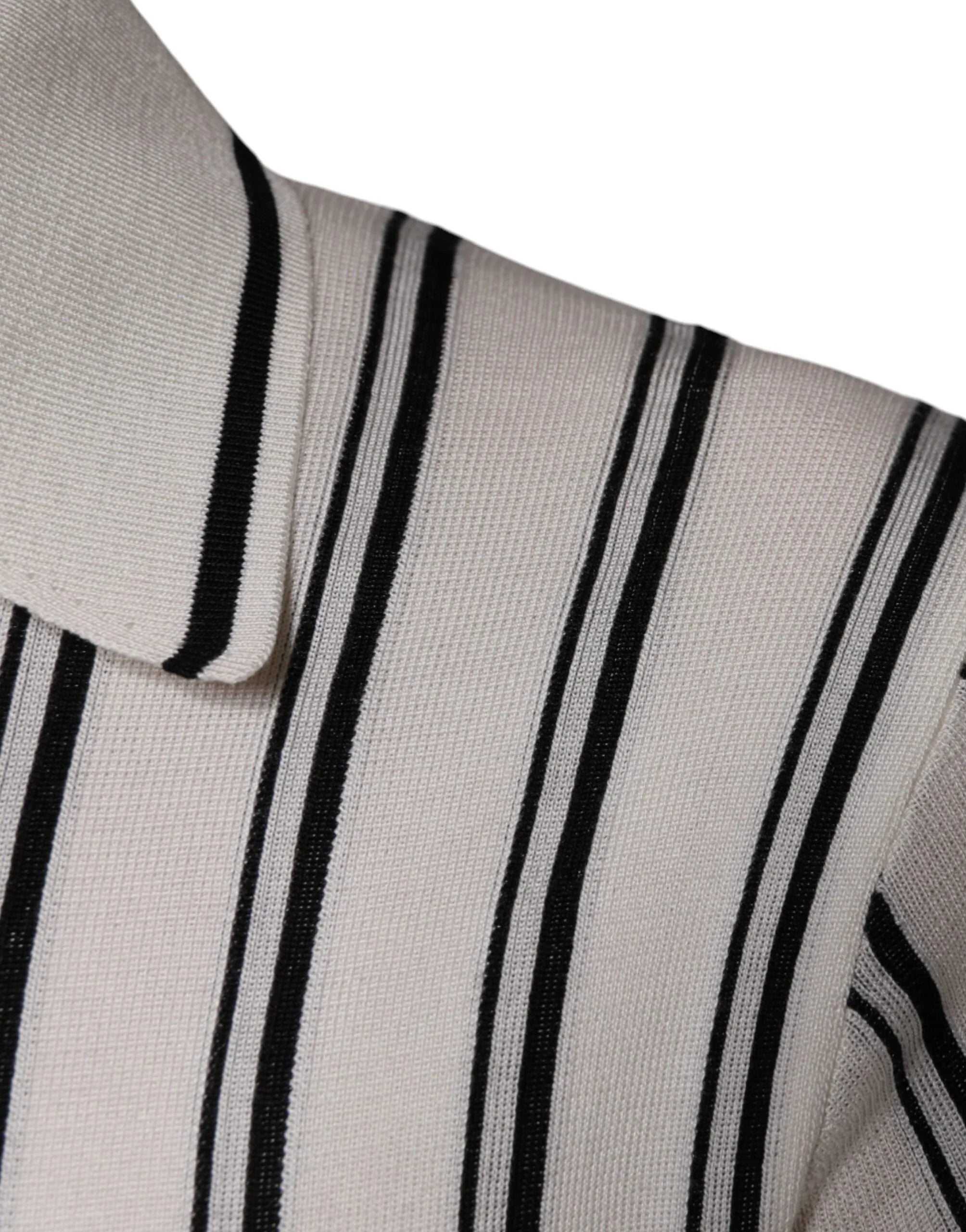 Dolce & Gabbana White Black Stripe Polo Short Sleeve T-shirt - IT44 | XS - Polos