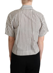 Dolce & Gabbana White Black Striped Shirt Blouse Top - Polos