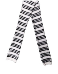 Dolce & Gabbana White Black Striped Skinny Neck Warmer Scarf