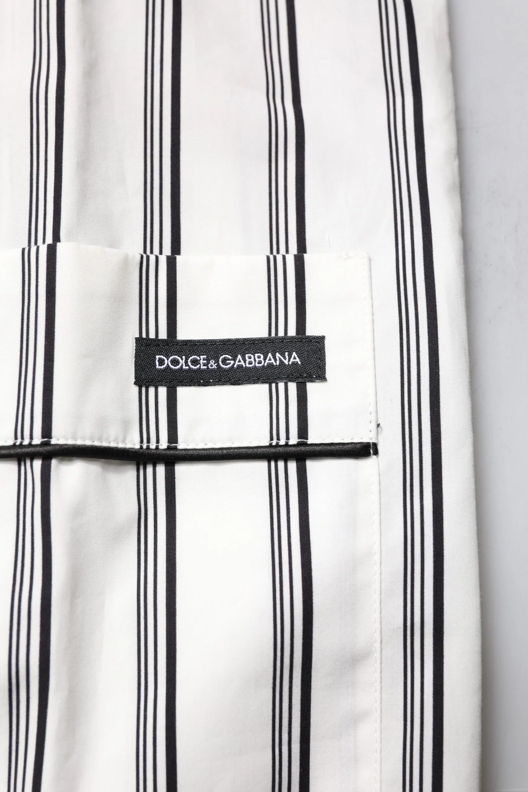 Dolce & Gabbana White Black Stripes Cotton Men Pajama Set Sleepwear - IT39 | S - Pajamas