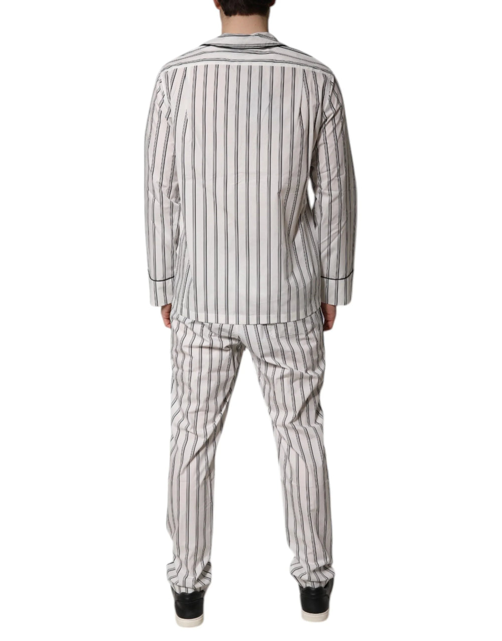 Dolce & Gabbana White Black Stripes Cotton Men Pajama Set Sleepwear - IT39 | S - Pajamas