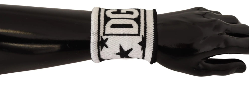 Dolce & Gabbana White Black Wool Logo #DGMILLENNIALS Wristband - Wristbands