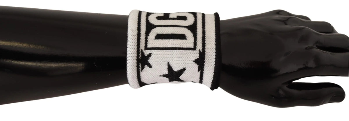 Dolce & Gabbana White Black Wool Logo #DGMILLENNIALS Wristband - Wristbands