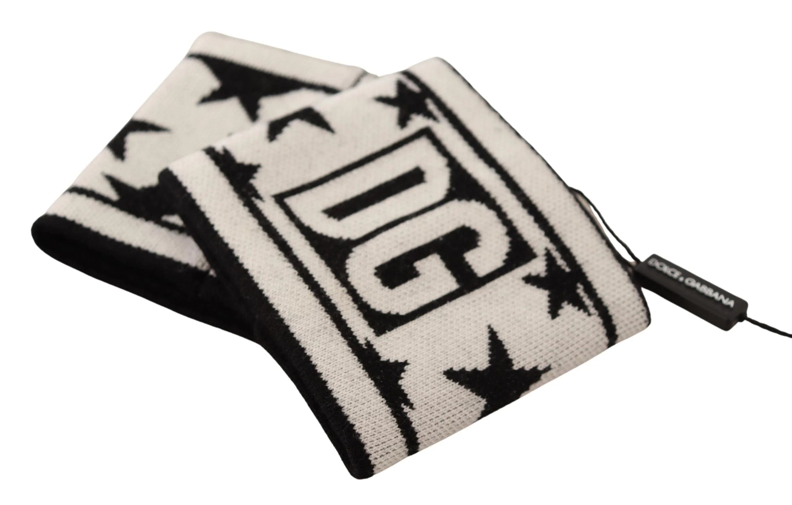 Dolce & Gabbana White Black Wool Logo #DGMILLENNIALS Wristband - Wristbands