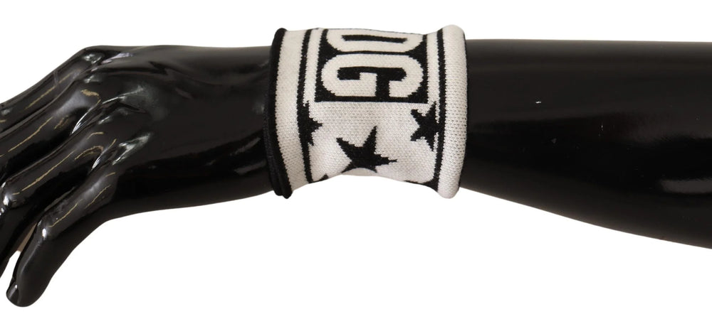 Dolce & Gabbana White Black Wool Logo #DGMILLENNIALS Wristband - Wristbands