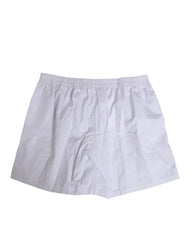 Dolce & Gabbana White Blue Cotton Striped Button Fly Shorts Swimwear - IT48 | M