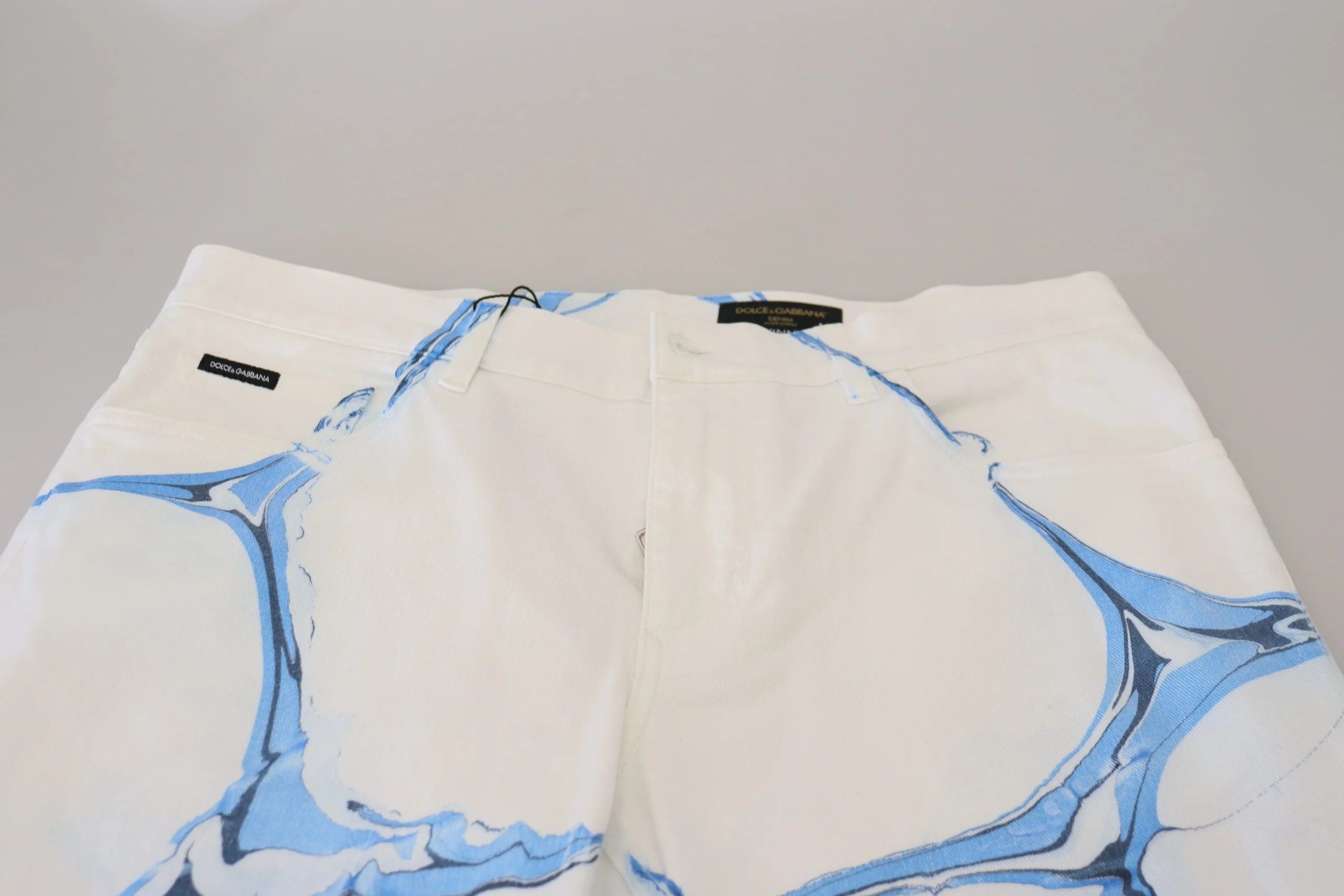 Dolce & Gabbana White Blue Denim Cotton Jeans Stretch Skinny Fit Pant - Jeans