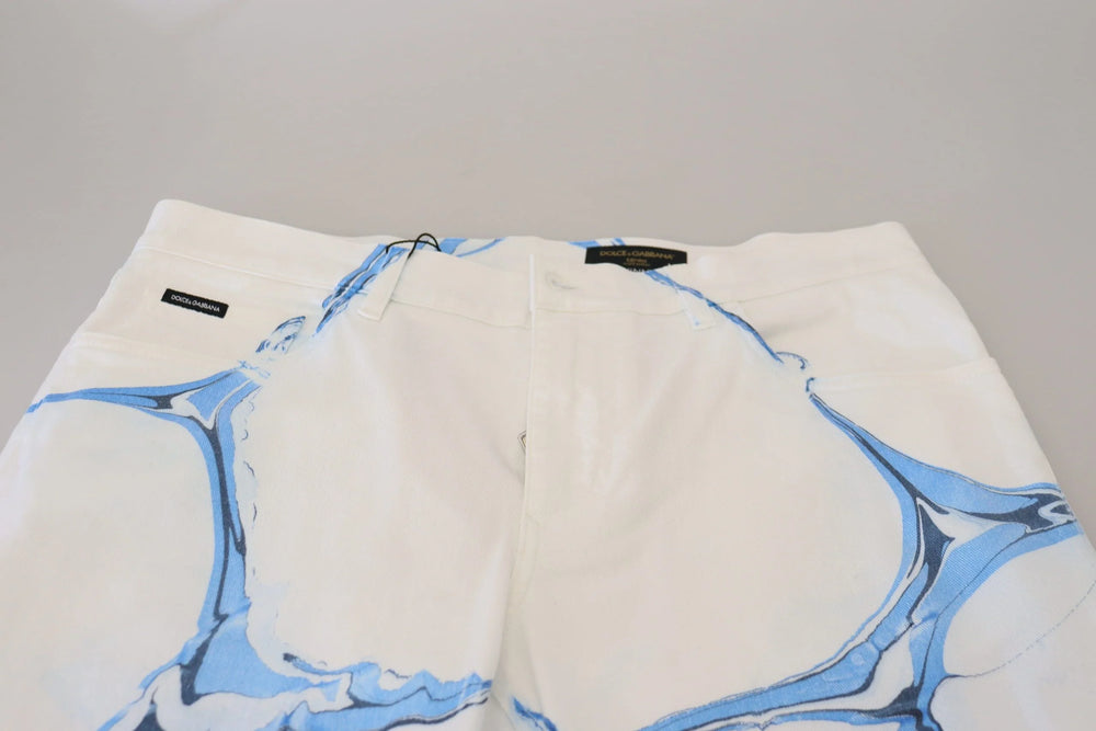 Dolce & Gabbana White Blue Denim Cotton Jeans Stretch Skinny Fit Pant - Jeans