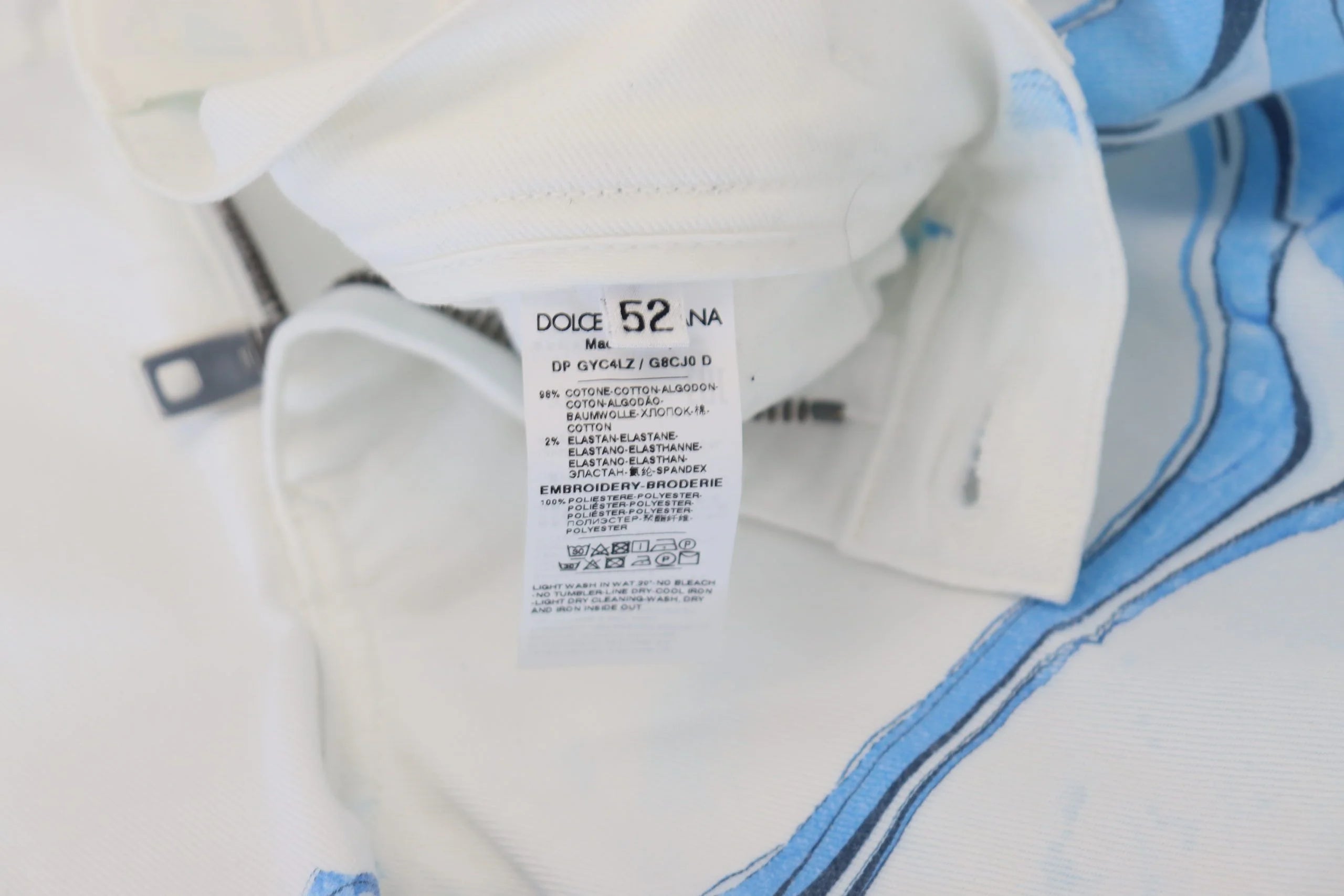 Dolce & Gabbana White Blue Denim Cotton Jeans Stretch Skinny Fit Pant - Jeans