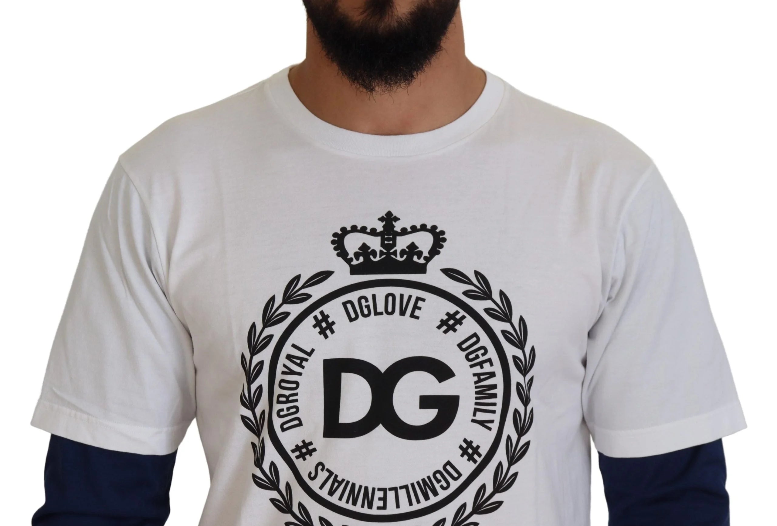 Dolce & Gabbana White Blue DG Crown Pullover Sweater - Sweaters