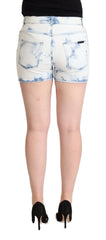 Dolce & Gabbana White Blue Dye Cotton Mid Waist Denim Shorts - IT40|S
