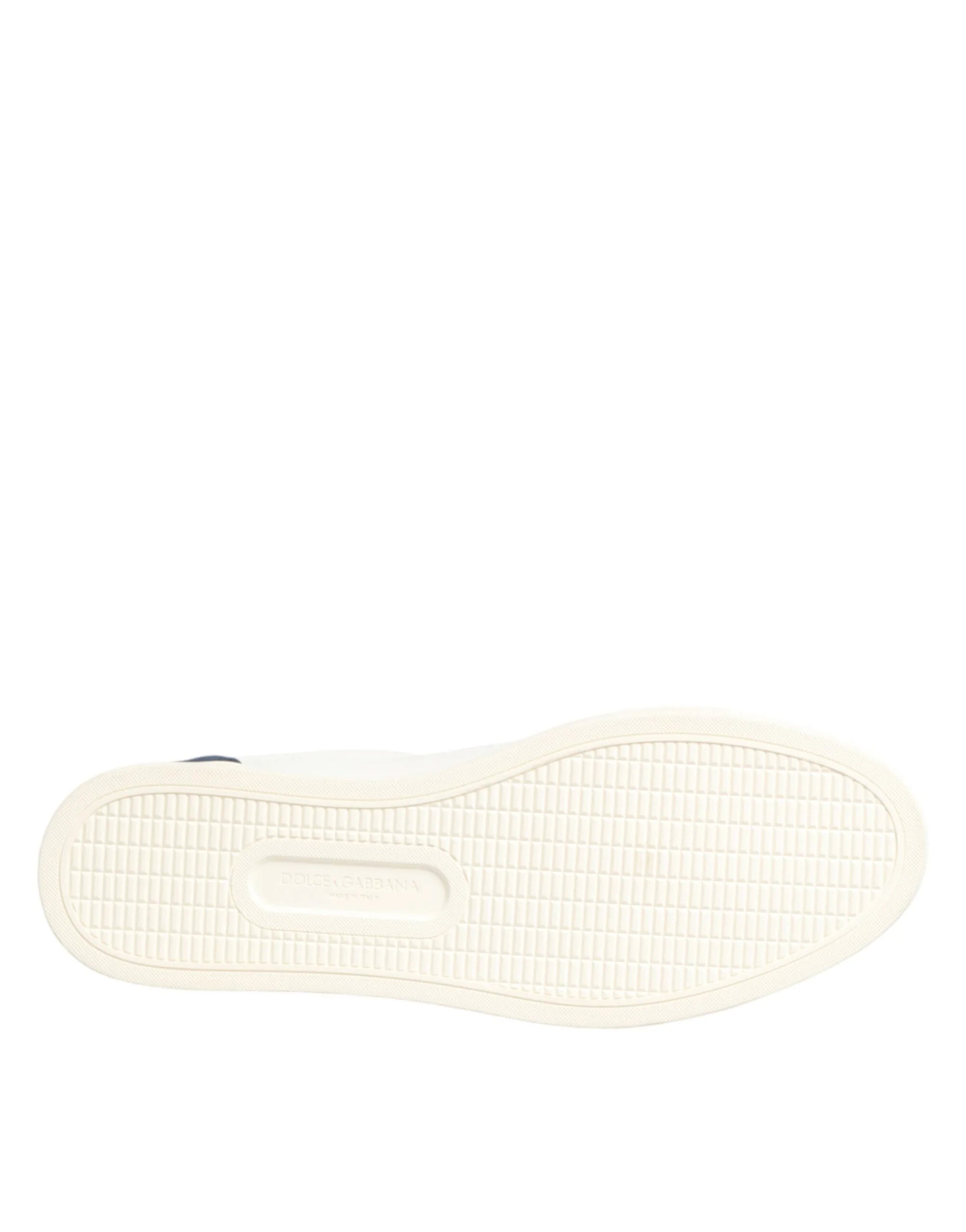 Dolce & Gabbana White Blue Leather Logo Patch Sneakers Shoes - EU44/US11