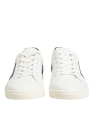 Dolce & Gabbana White Blue Leather Logo Patch Sneakers Shoes - EU44/US11