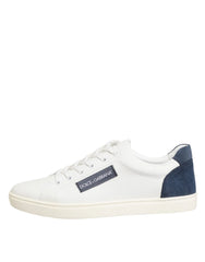 Dolce & Gabbana White Blue Leather Logo Patch Sneakers Shoes - EU44/US11