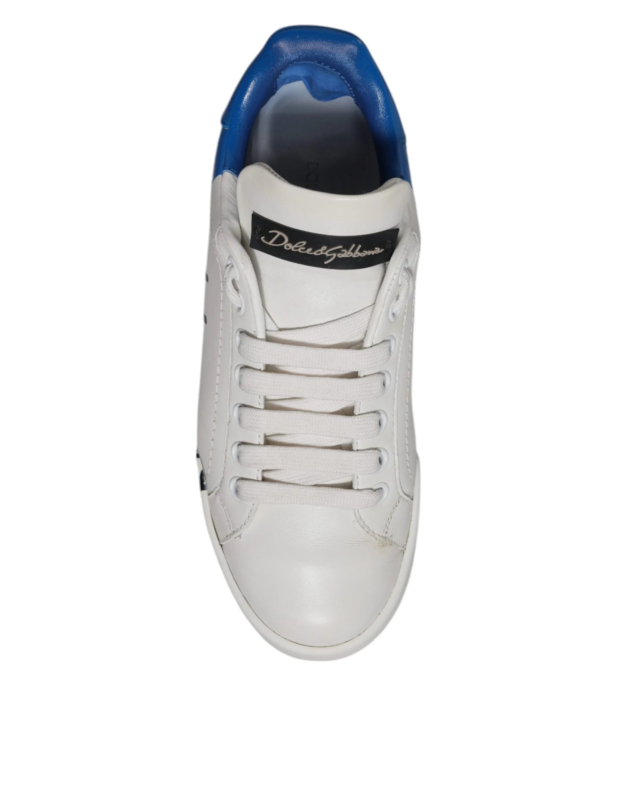 Dolce & Gabbana White Blue Logo Portofino Sneakers Shoes - EU35/US4.5 - Sneakers