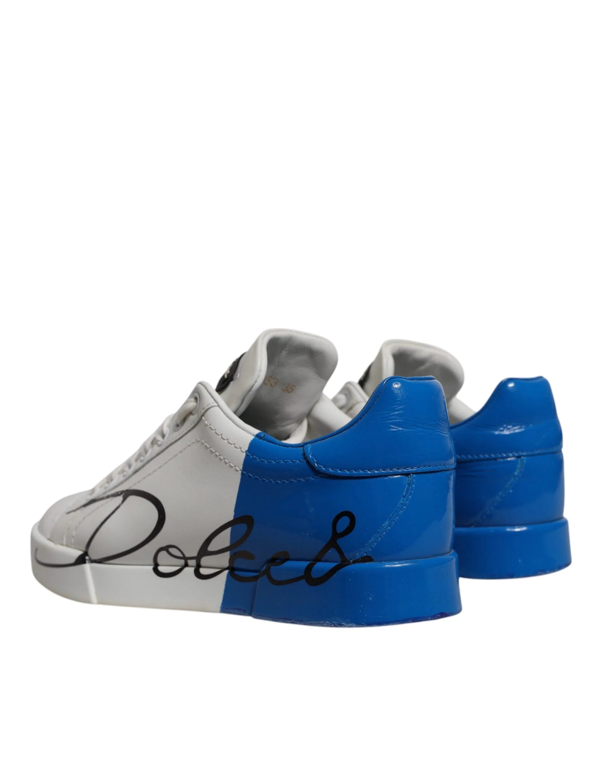 Dolce & Gabbana White Blue Logo Portofino Sneakers Shoes - EU35/US4.5 - Sneakers