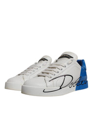 Dolce & Gabbana White Blue Logo Portofino Sneakers Shoes - EU35/US4.5 - Sneakers