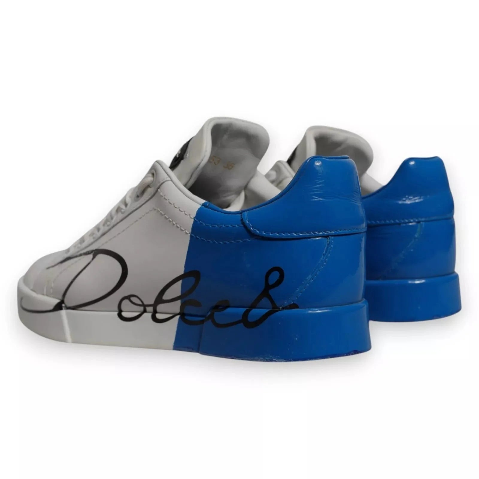 Dolce & Gabbana White Blue Logo Portofino Sneakers Shoes - EU36/US6 - Sneakers