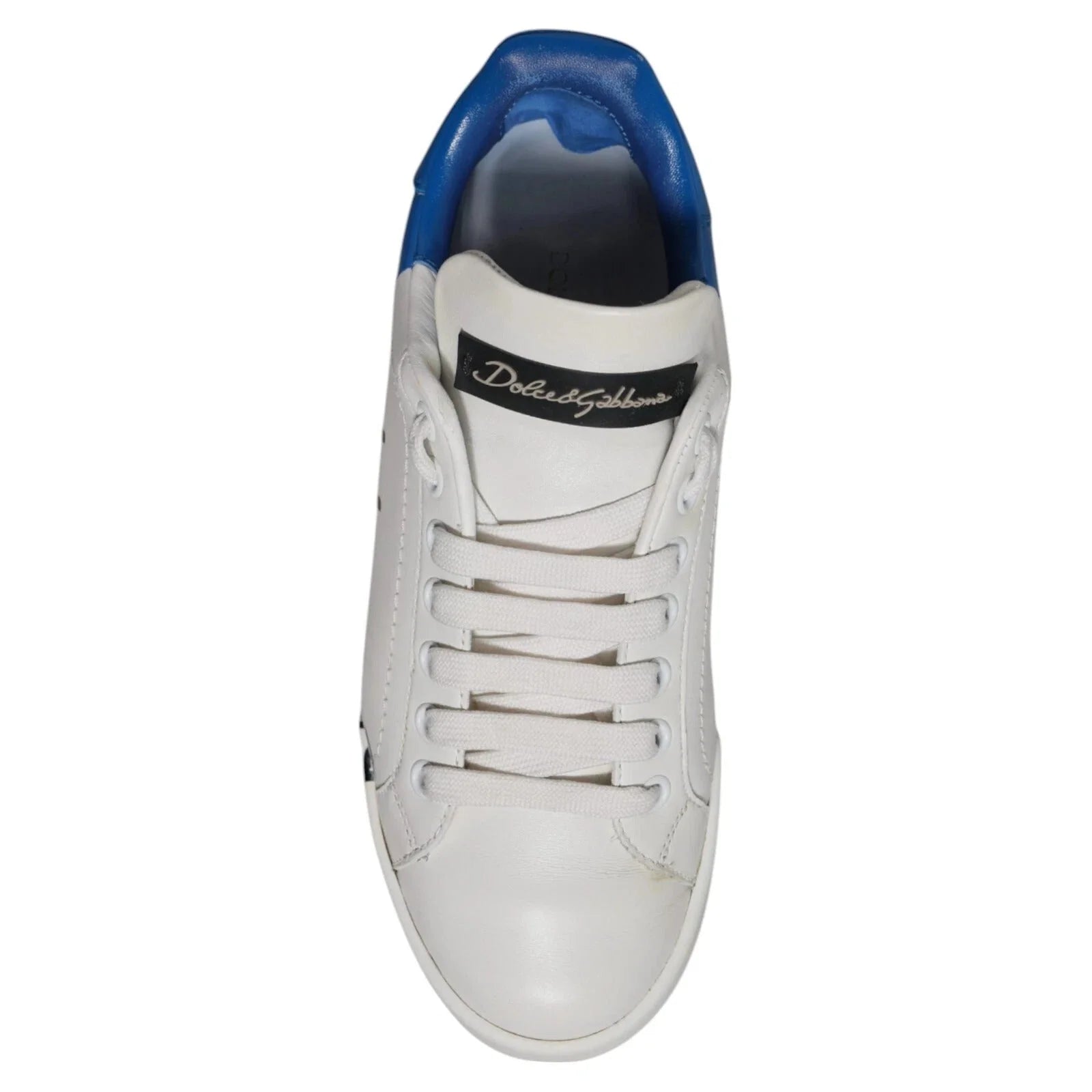 Dolce & Gabbana White Blue Logo Portofino Sneakers Shoes - EU36/US6 - Sneakers