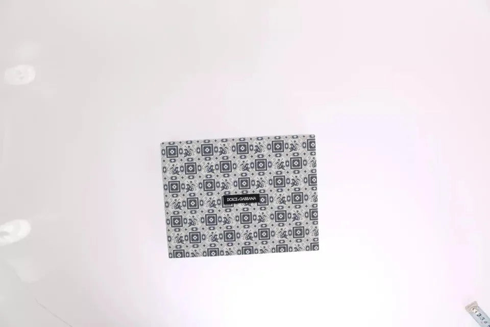 Dolce & Gabbana White Blue Silk Bowtie Leather Belt Gift Box Set - 115 cm / 46 Inches - Clothing Accessories