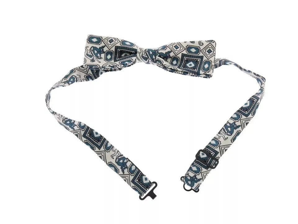 Dolce & Gabbana White Blue Silk Bowtie Leather Belt Gift Box Set - 115 cm / 46 Inches - Clothing Accessories