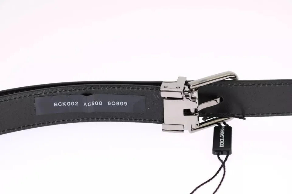 Dolce & Gabbana White Blue Silk Bowtie Leather Belt Gift Box Set - 115 cm / 46 Inches - Clothing Accessories