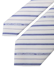 Dolce & Gabbana White Blue Stripes Silk Adjustable Tie - Neckties