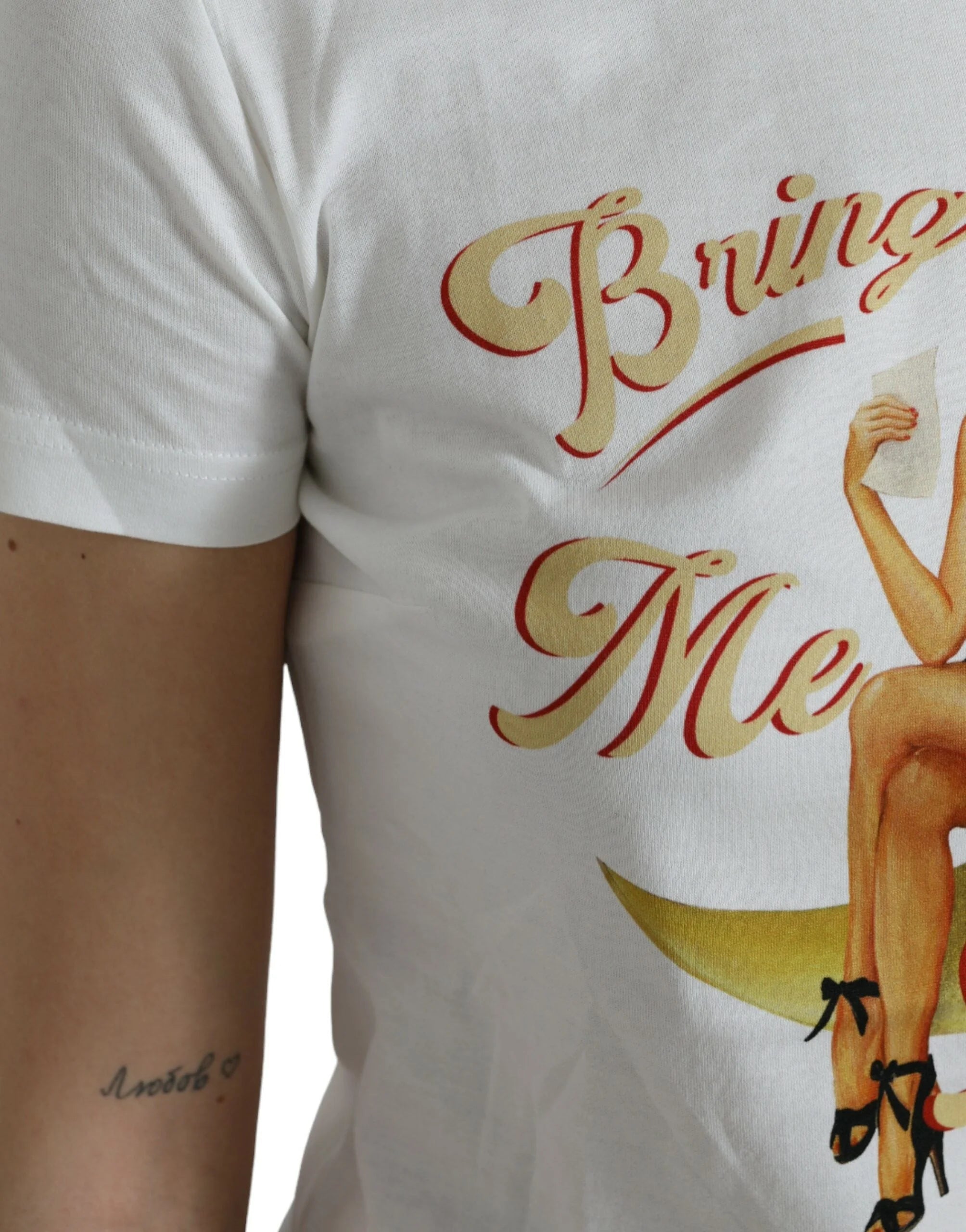 Dolce & Gabbana White Bring Me To The Moon T-shirt Top - T-Shirts