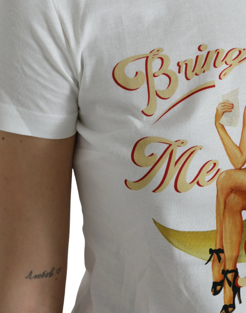 Dolce & Gabbana White Bring Me To The Moon T-shirt Top - T-Shirts