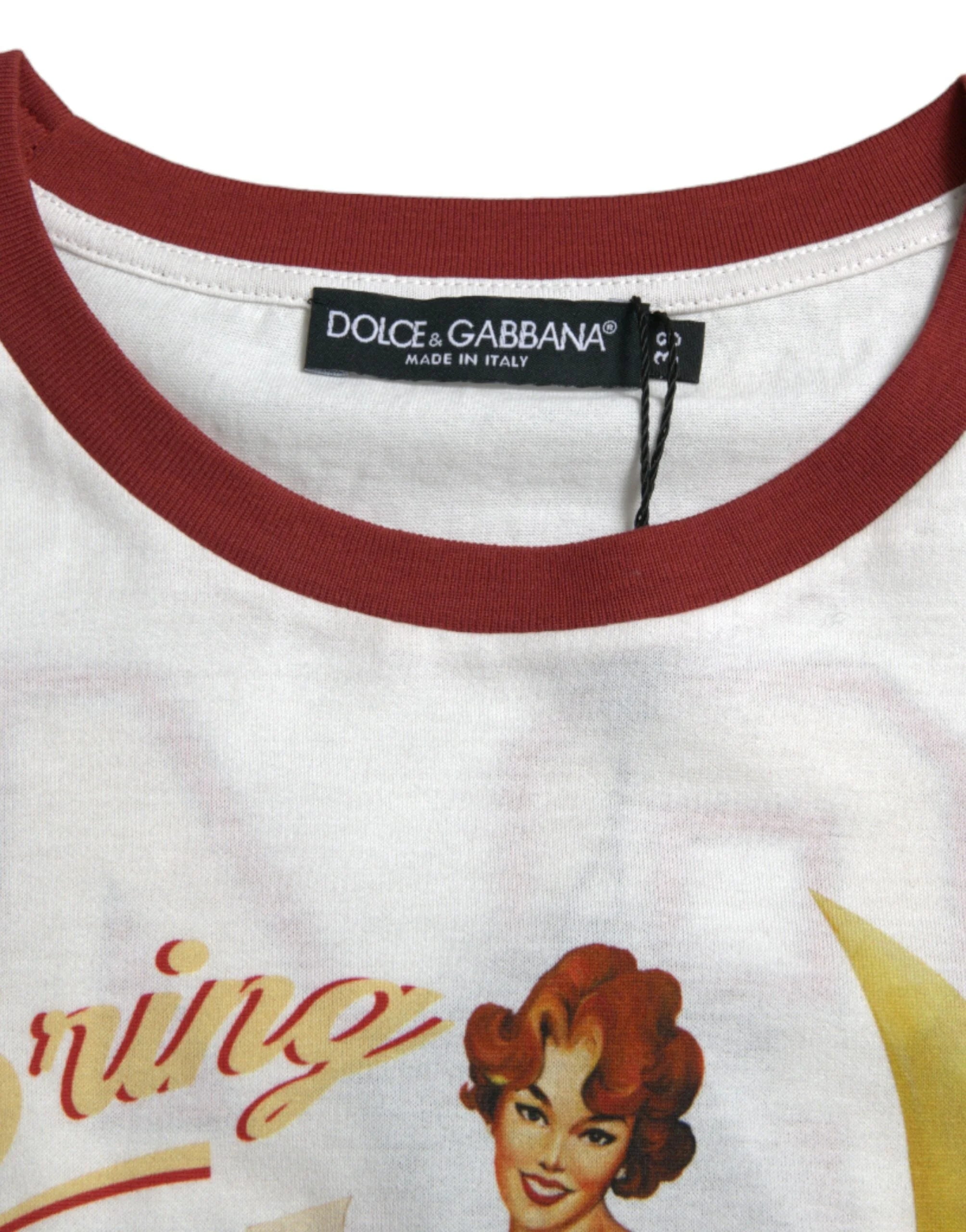 Dolce & Gabbana White Bring Me To The Moon T-shirt Top - T-Shirts