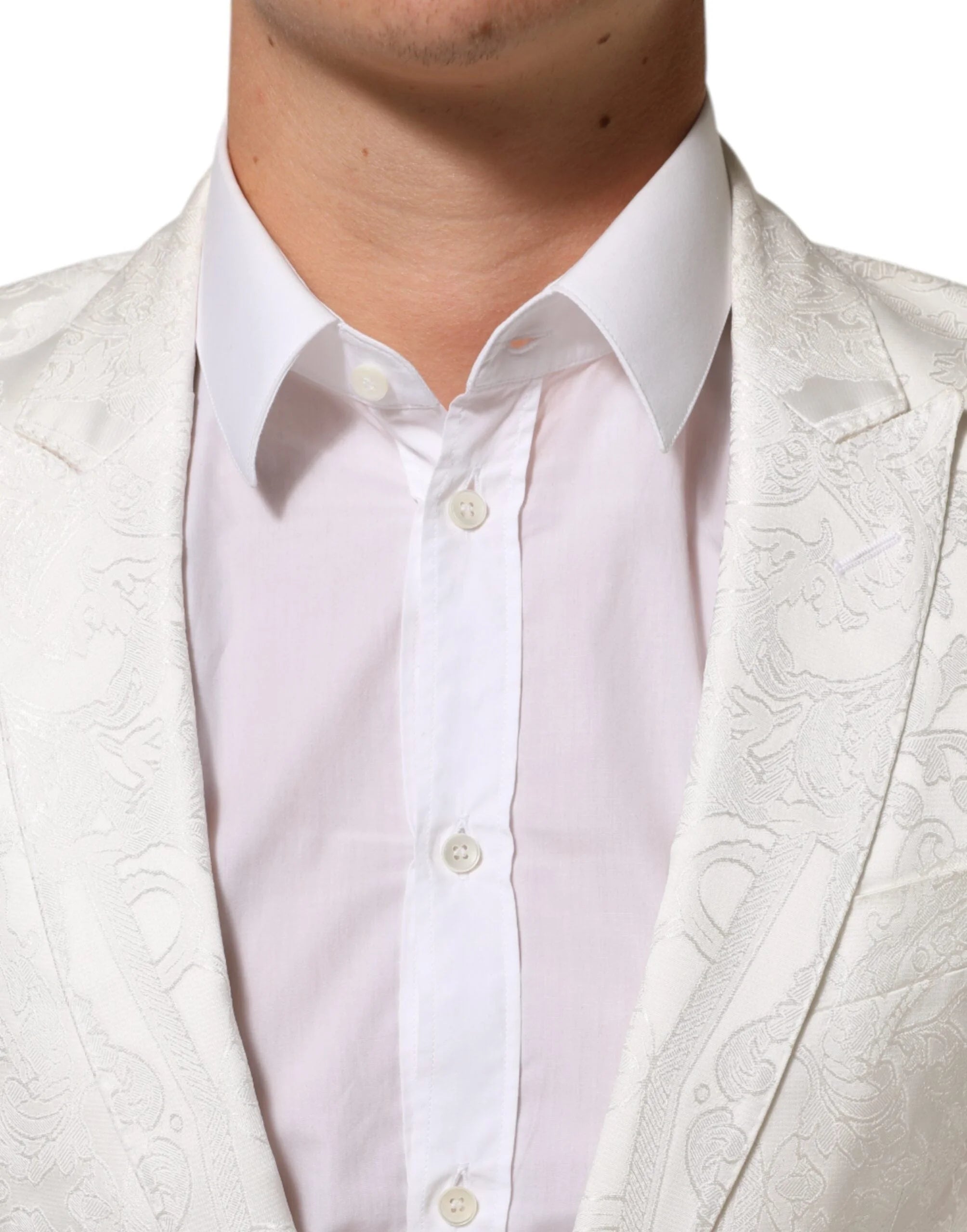 Dolce & Gabbana White Brocade 2 Piece MARTINI Formal Suit - IT46 | S - Tuxedos