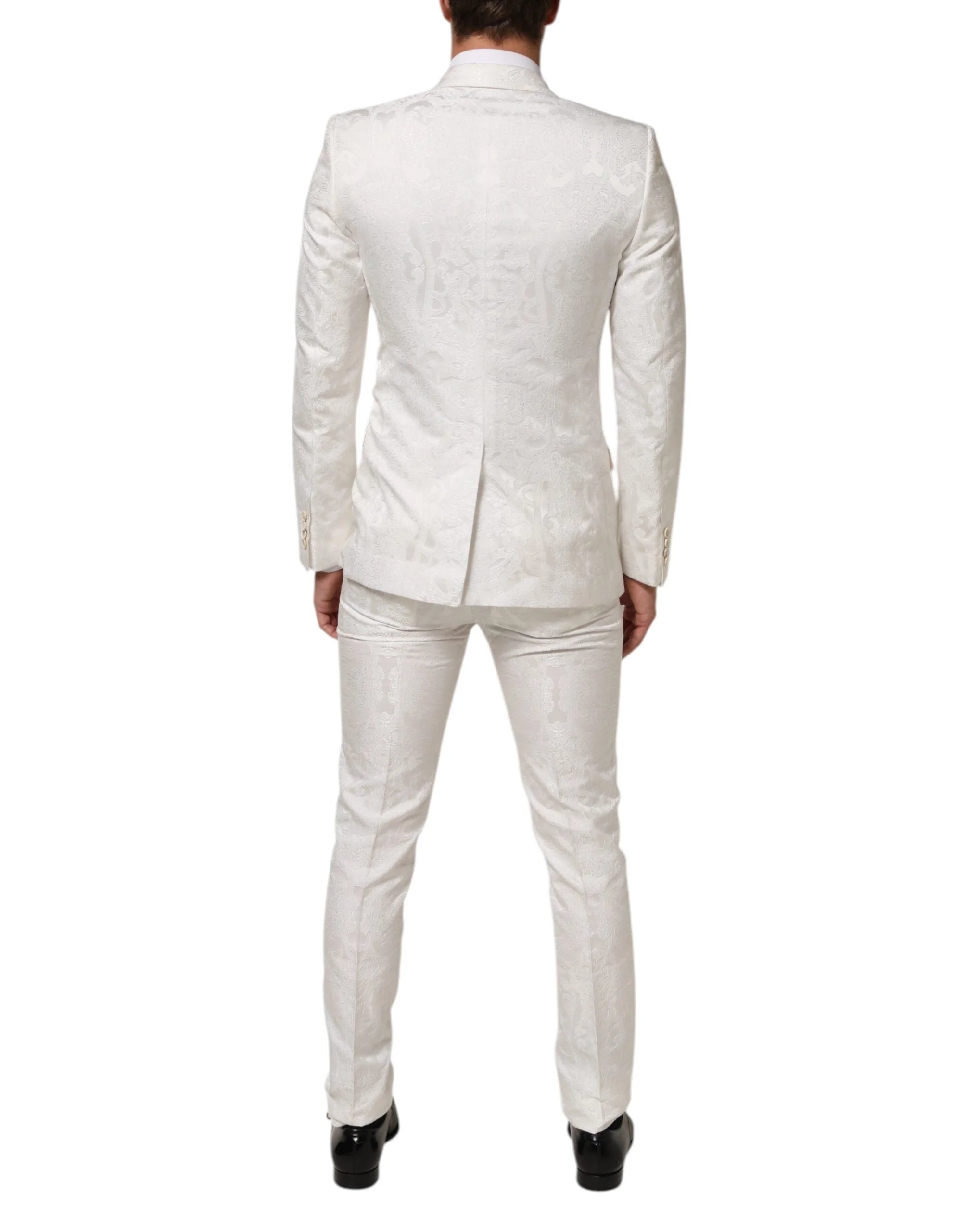 Dolce & Gabbana White Brocade 2 Piece MARTINI Formal Suit - IT46 | S - Tuxedos