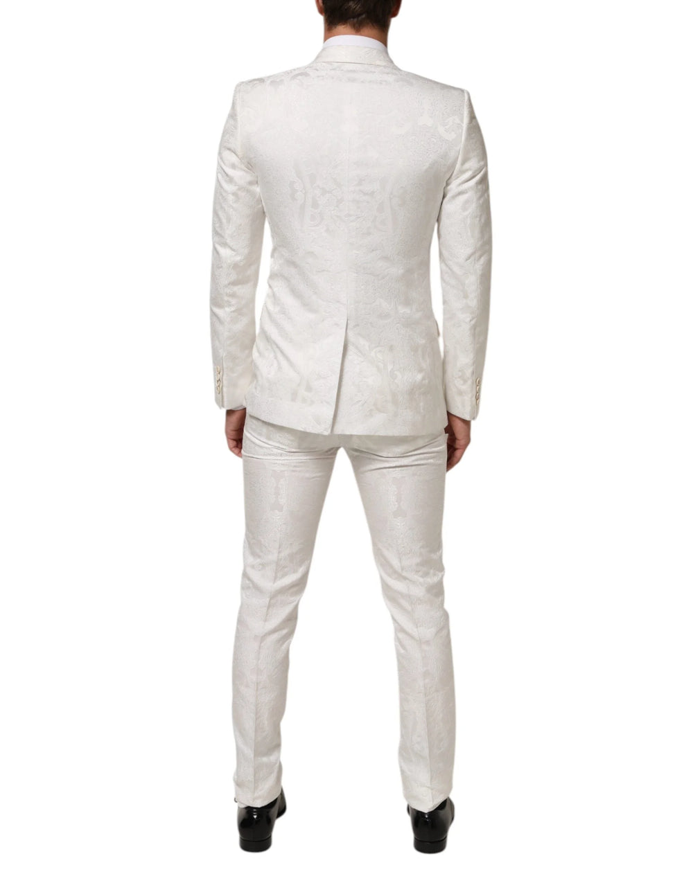 Dolce & Gabbana White Brocade 2 Piece MARTINI Formal Suit - IT46 | S - Tuxedos