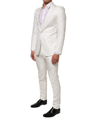 Dolce & Gabbana White Brocade 2 Piece MARTINI Formal Suit - IT46 | S - Tuxedos