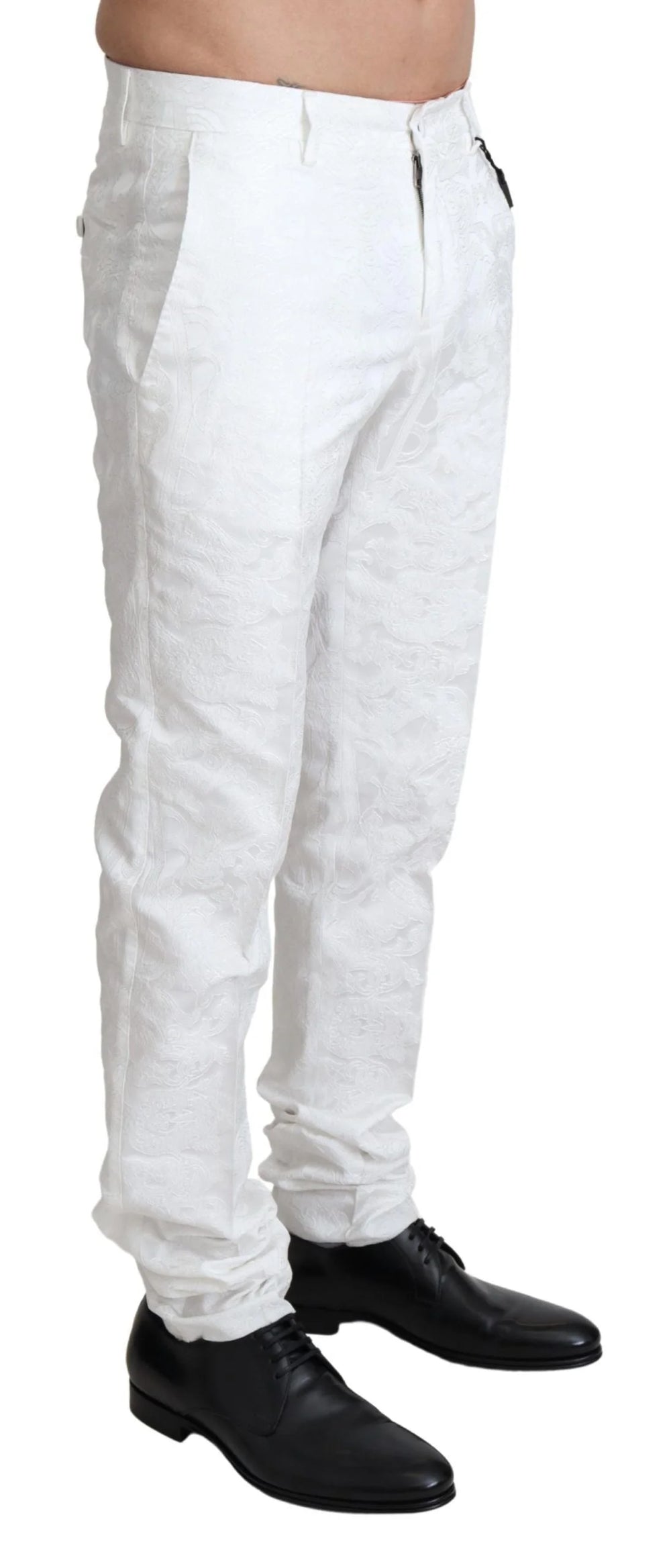 Dolce & Gabbana White Brocade Jaquard Dress Trouser Pants - IT44 | XS - Trousers