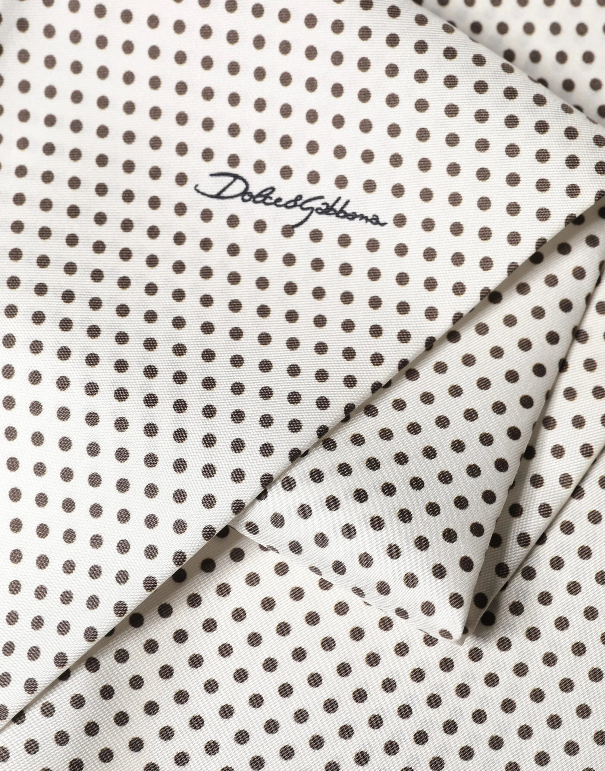 Dolce & Gabbana White Brown Polka Dot Silk Bandeau Neck Wrap 151cm x 13cm Scarf
