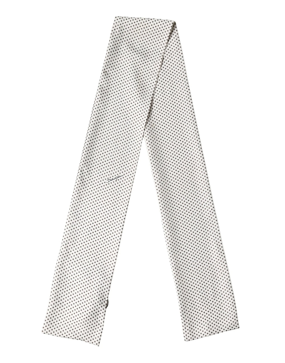 Dolce & Gabbana White Brown Polka Dot Silk Bandeau Neck Wrap 151cm x 13cm Scarf