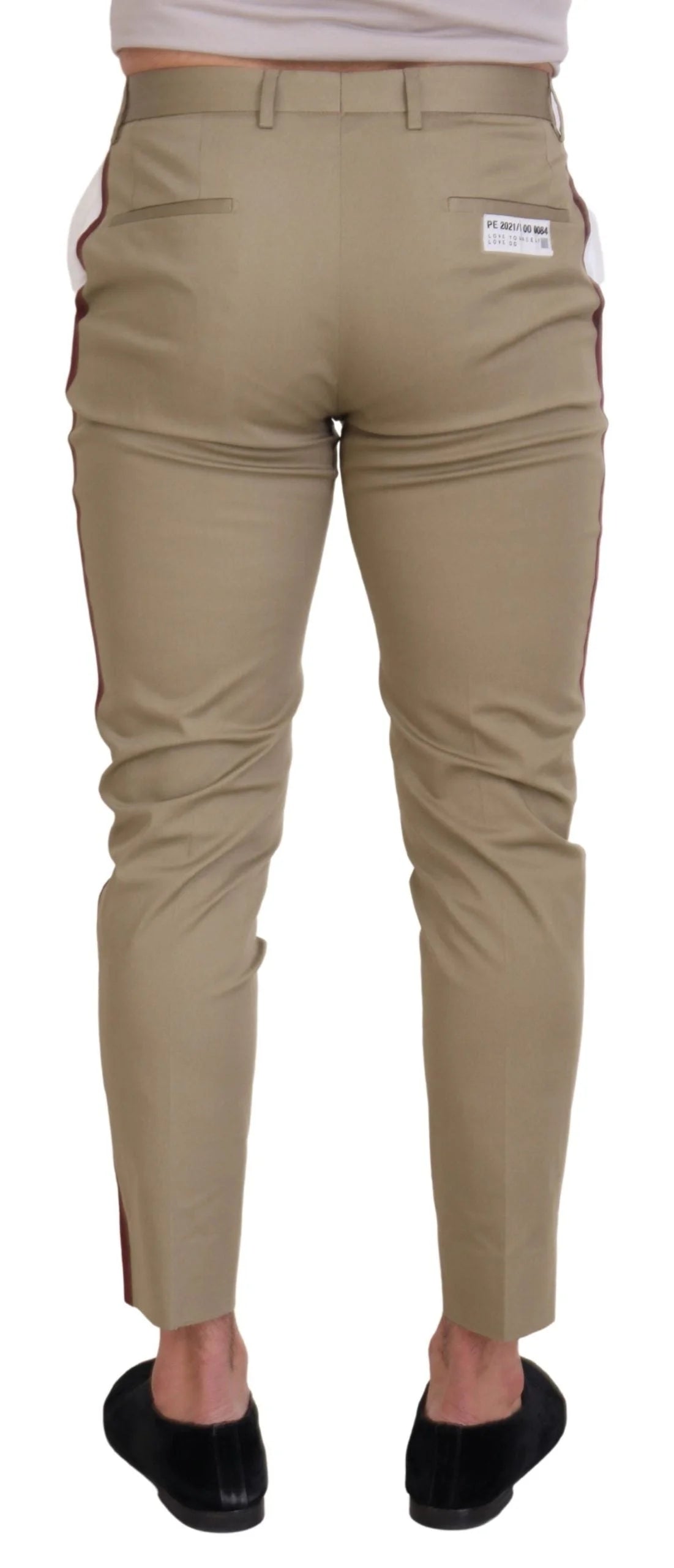 Dolce & Gabbana White Brown Slim Fit Chino Pants - IT48 | M - Chinos