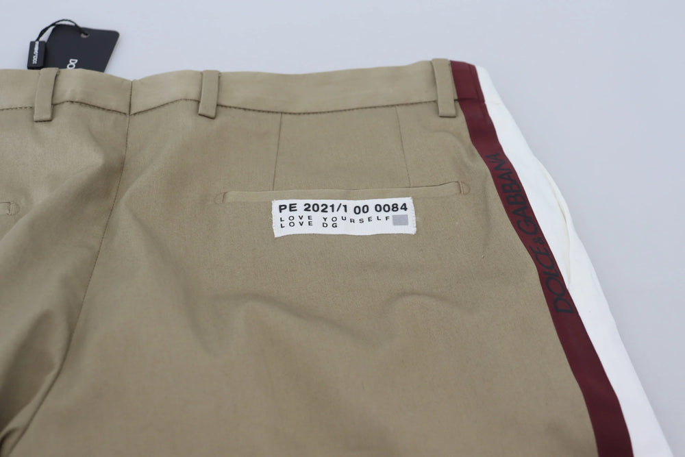 Dolce & Gabbana White Brown Slim Fit Chino Pants - IT48 | M - Chinos