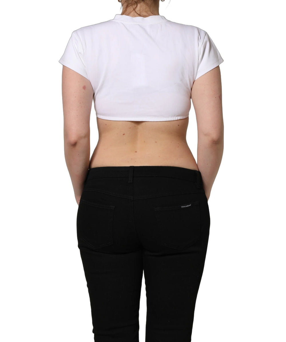 Dolce & Gabbana White Bustier Short Sleeve CrewNeck Cropped Top - IT40|S