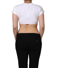 Dolce & Gabbana White Bustier Short Sleeve CrewNeck Cropped Top - IT40|S