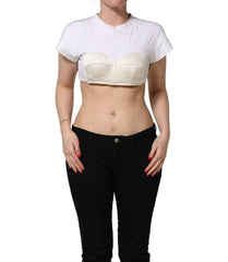 Dolce & Gabbana White Bustier Short Sleeve CrewNeck Cropped Top - IT40|S