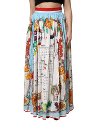 Dolce & Gabbana White Calendar Print Cotton Gathered Maxi Skirt - IT36|XXS
