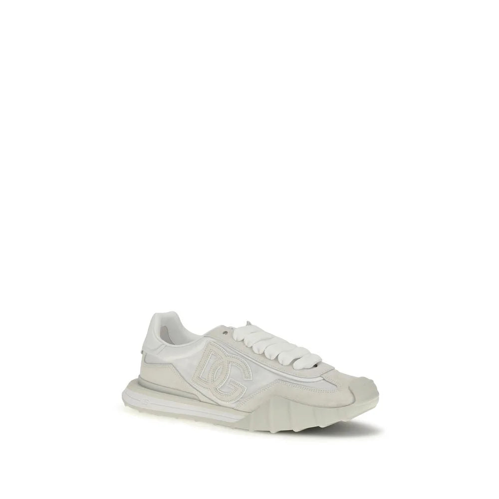 Dolce & Gabbana White Calf Leather Bos Taurus Athletic Sneakers