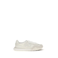 Dolce & Gabbana White Calf Leather Bos Taurus Athletic Sneakers