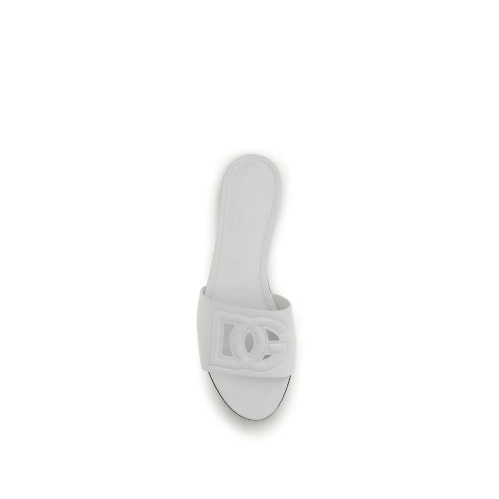 Sandales Dolce & Gabbana Blanc Veau Daim Bos Taurus Plates