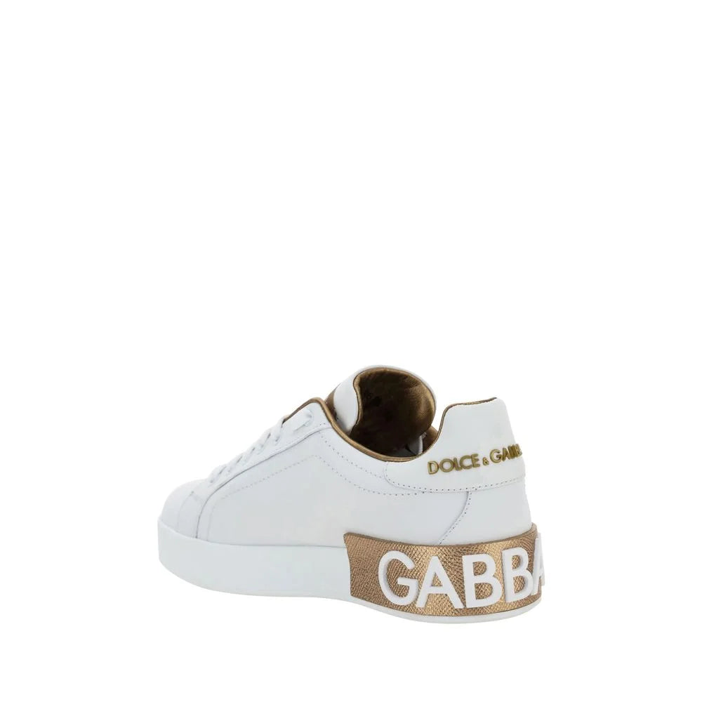 Sneakers basses en cuir de veau blanc Dolce & Gabbana
