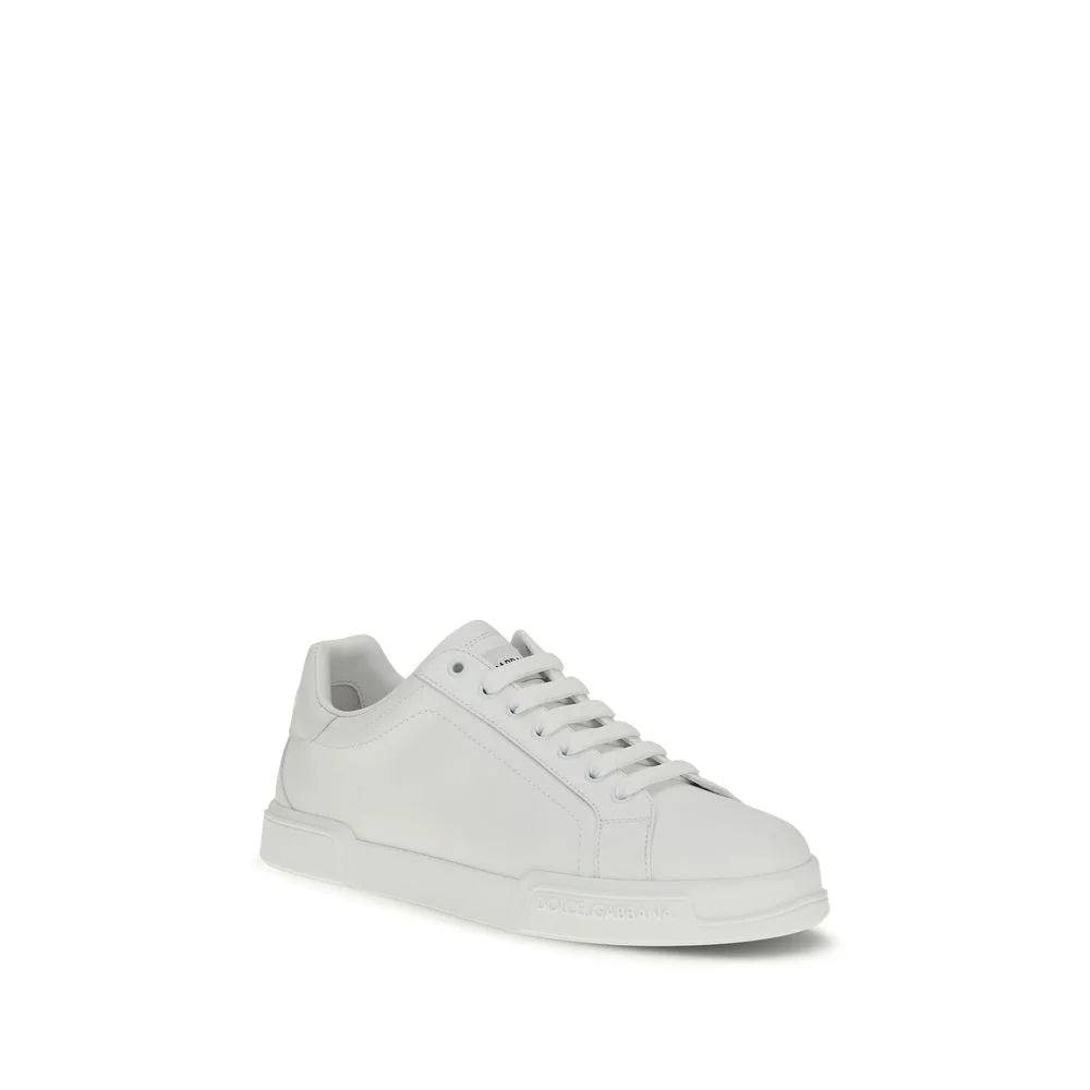 Dolce & Gabbana White Calf Leather Bos Taurus Low Top Sneakers - EU45/US12